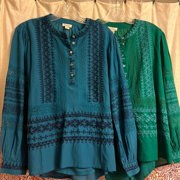 Sundance embroidered cotton top -green. - Picture 1 of 3